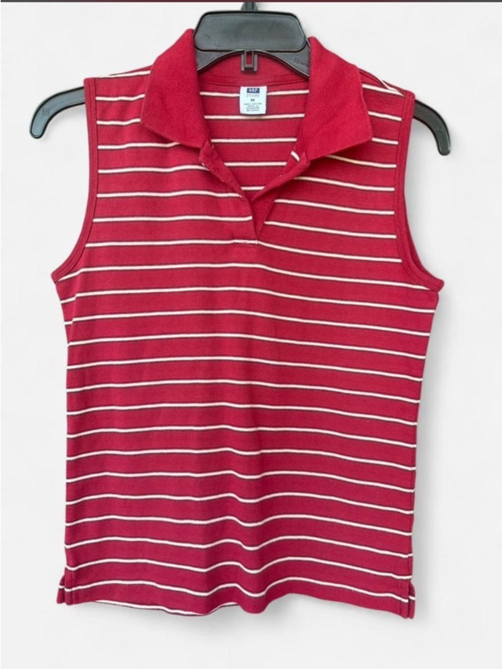 GAP Sleeveless Polo Tank in Red with White Stripes
